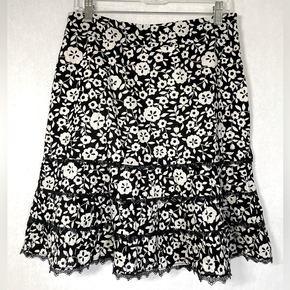 Odille Floral Black and White Skirt